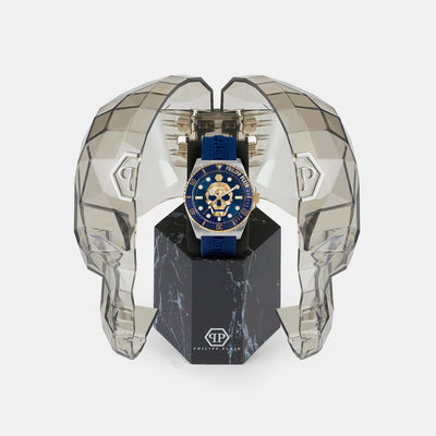 $kull Men Quartz Blue Dial Analog Silicone Watch PWOAA0222