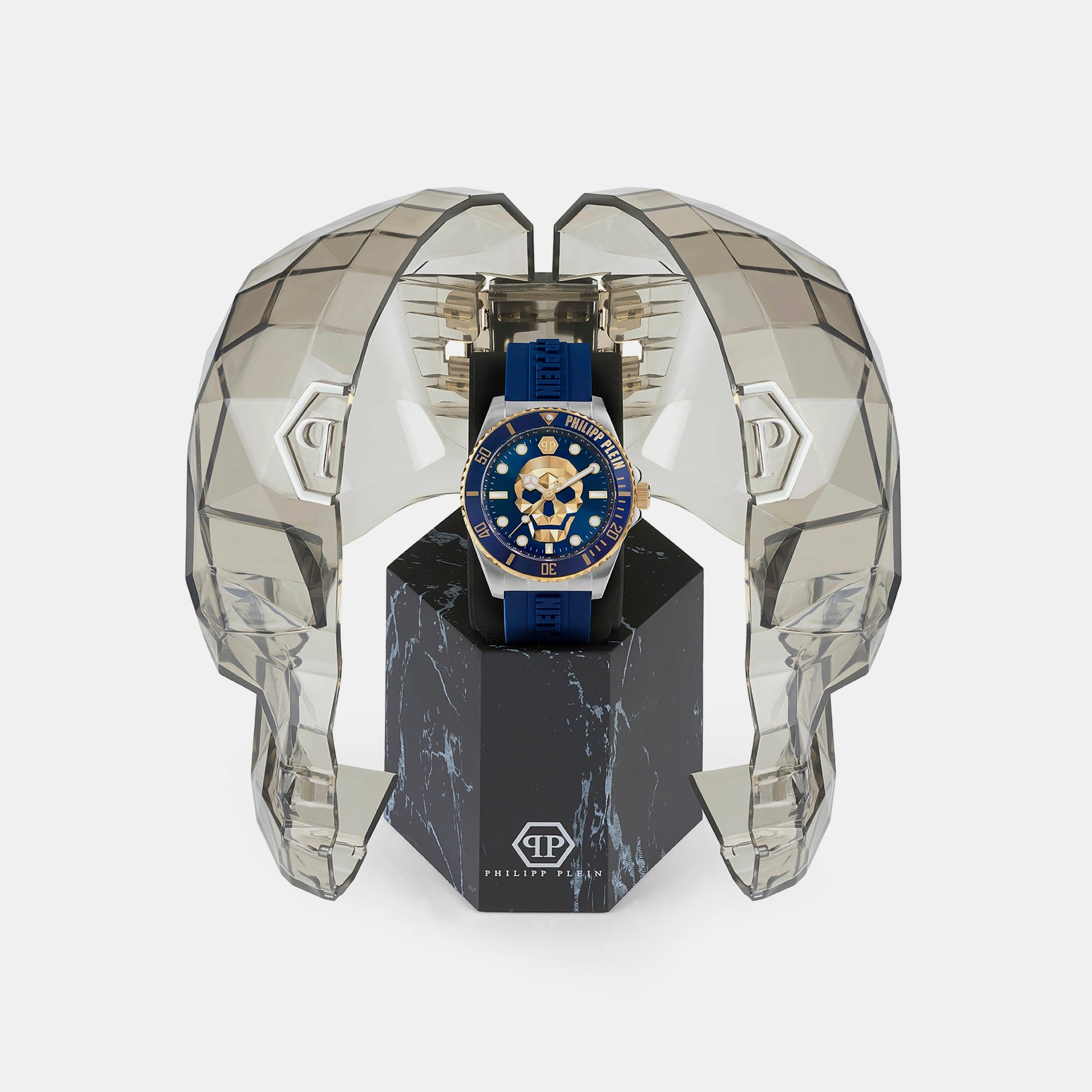 $kull Men Quartz Blue Dial Analog Silicone Watch PWOAA0222