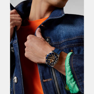 $kull Men Quartz Blue Dial Analog Silicone Watch PWOAA0222