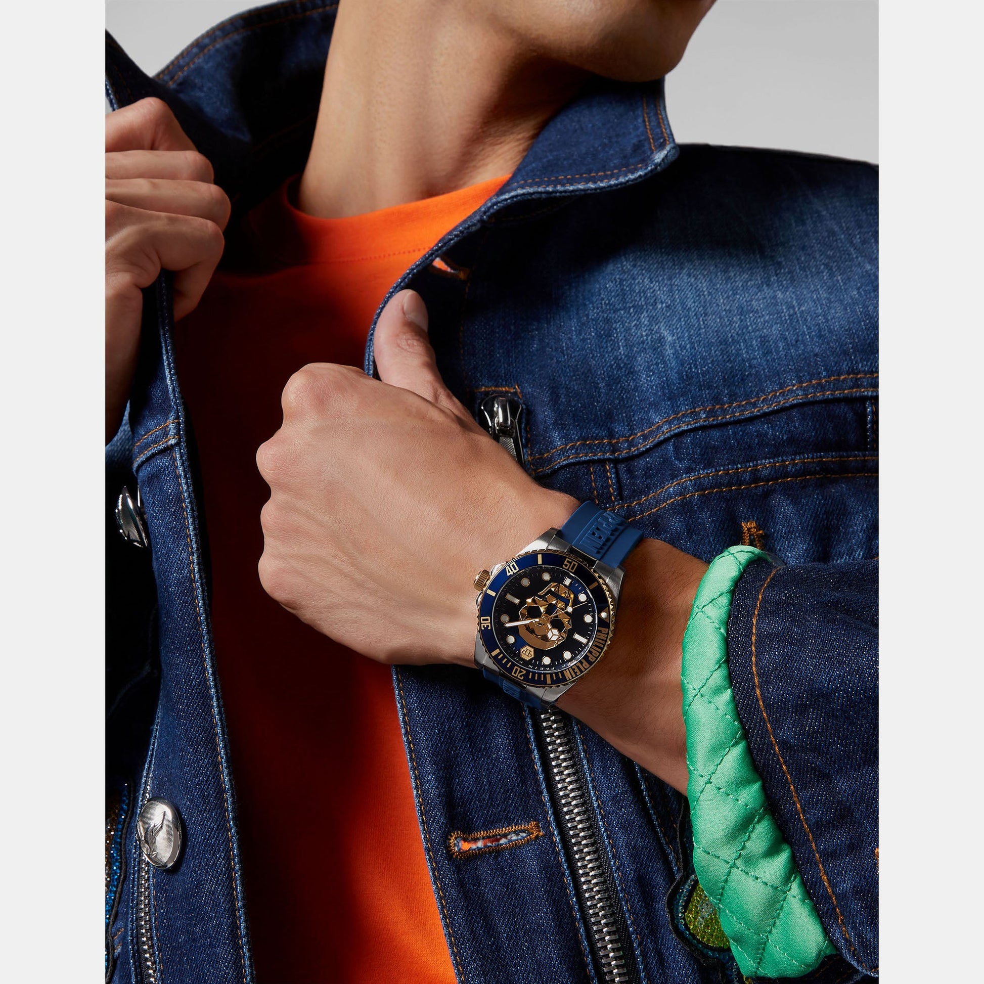 $kull Men Quartz Blue Dial Analog Silicone Watch PWOAA0222