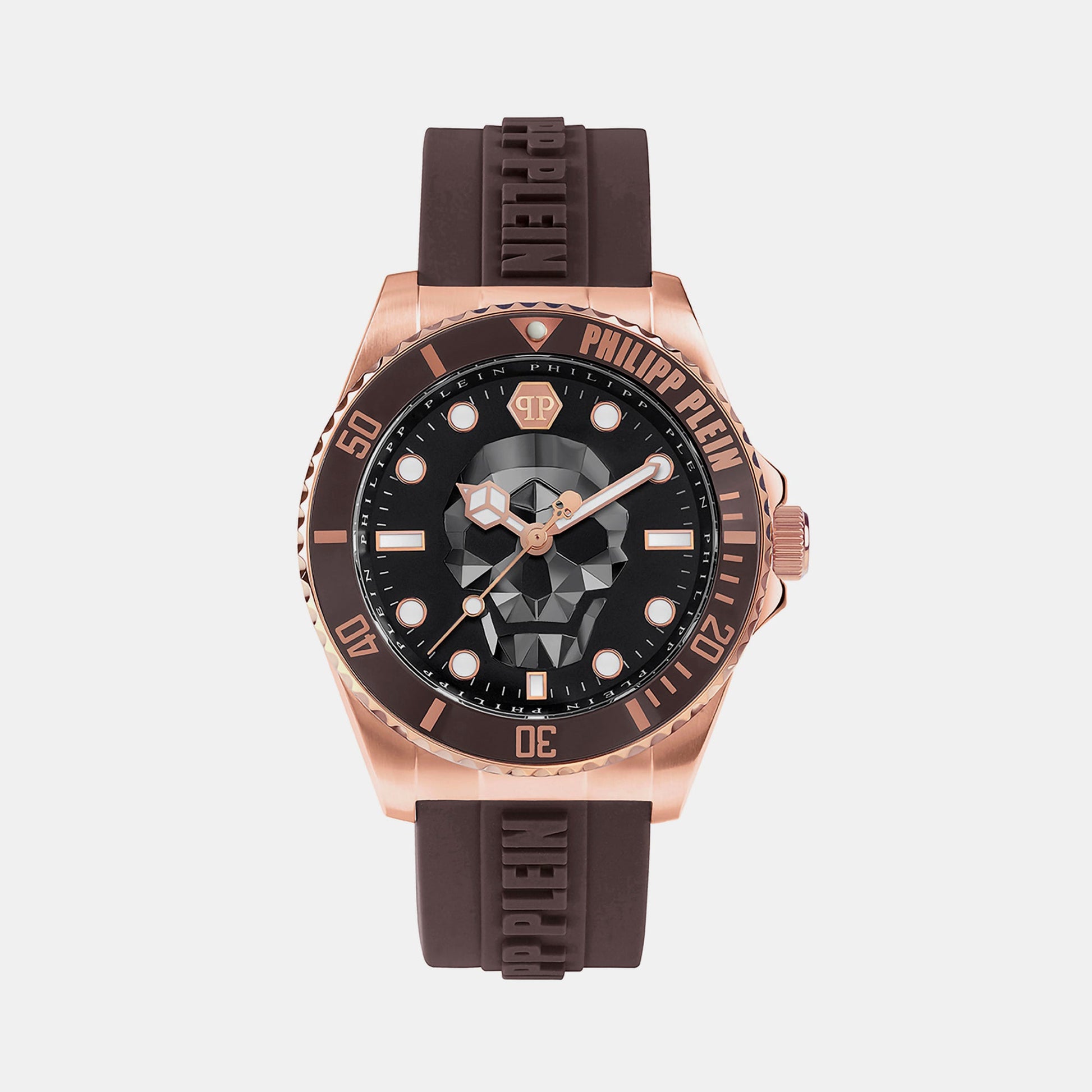 $kull Men Quartz Brown Dial Analog Silicone Watch PWOAA0322