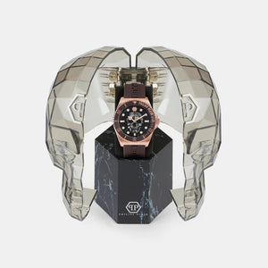 $kull Men Quartz Brown Dial Analog Silicone Watch PWOAA0322