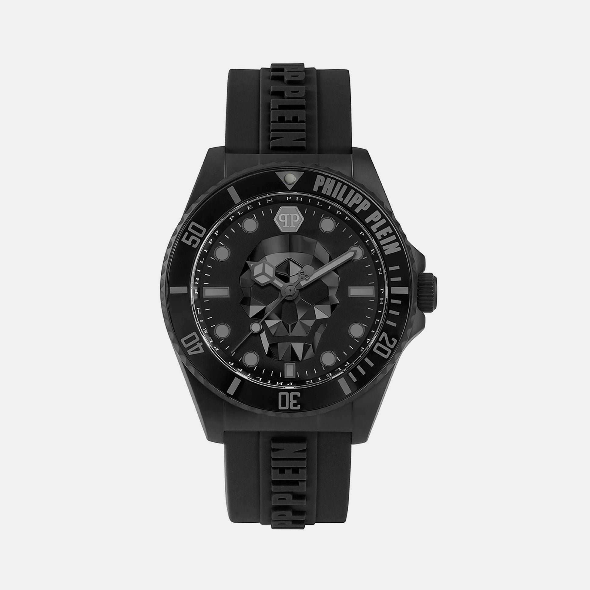 $kull Men Quartz Black Dial Analog Silicone Watch PWOAA0422