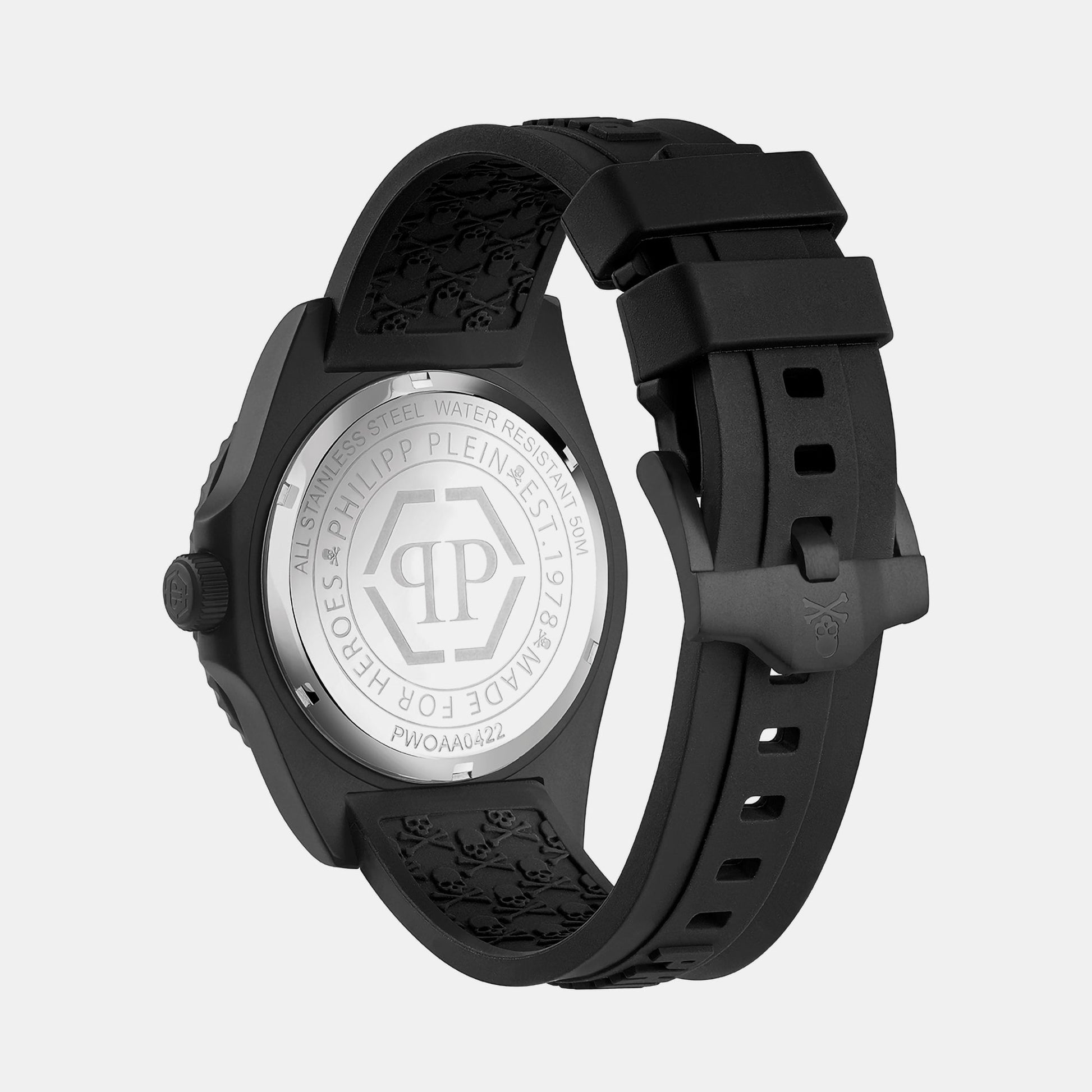 $kull Men Quartz Black Dial Analog Silicone Watch PWOAA0422