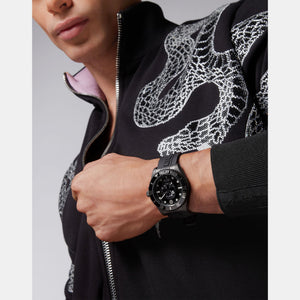 $kull Men Quartz Black Dial Analog Silicone Watch PWOAA0422