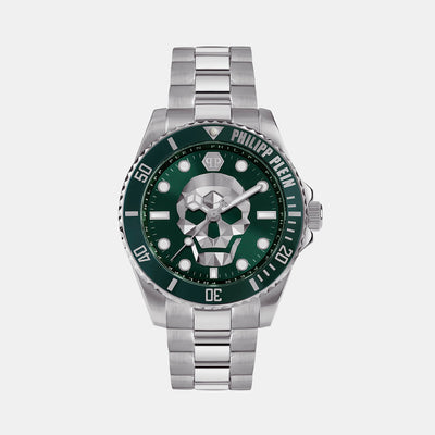 $kull Men Quartz Green Dial Analog Stainless Steel Watch PWOAA0622