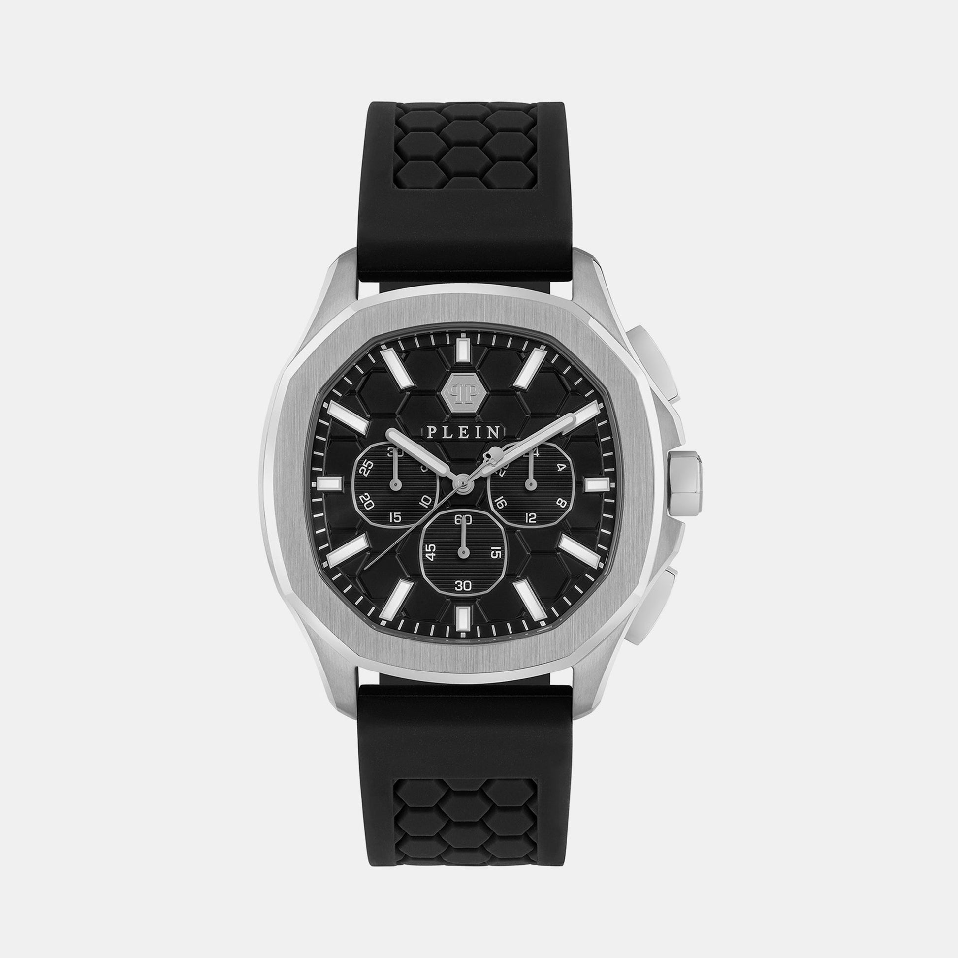 High-Iconic Men Quartz Black Dial Chronograph Silicone Watch PWSAA0123