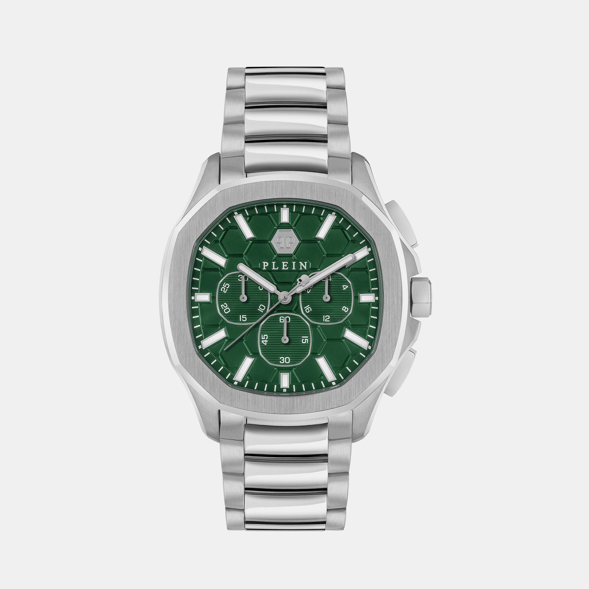 High-Iconic Men Quartz Green Dial Chronograph Stainless Steel Watch PWSAA0223