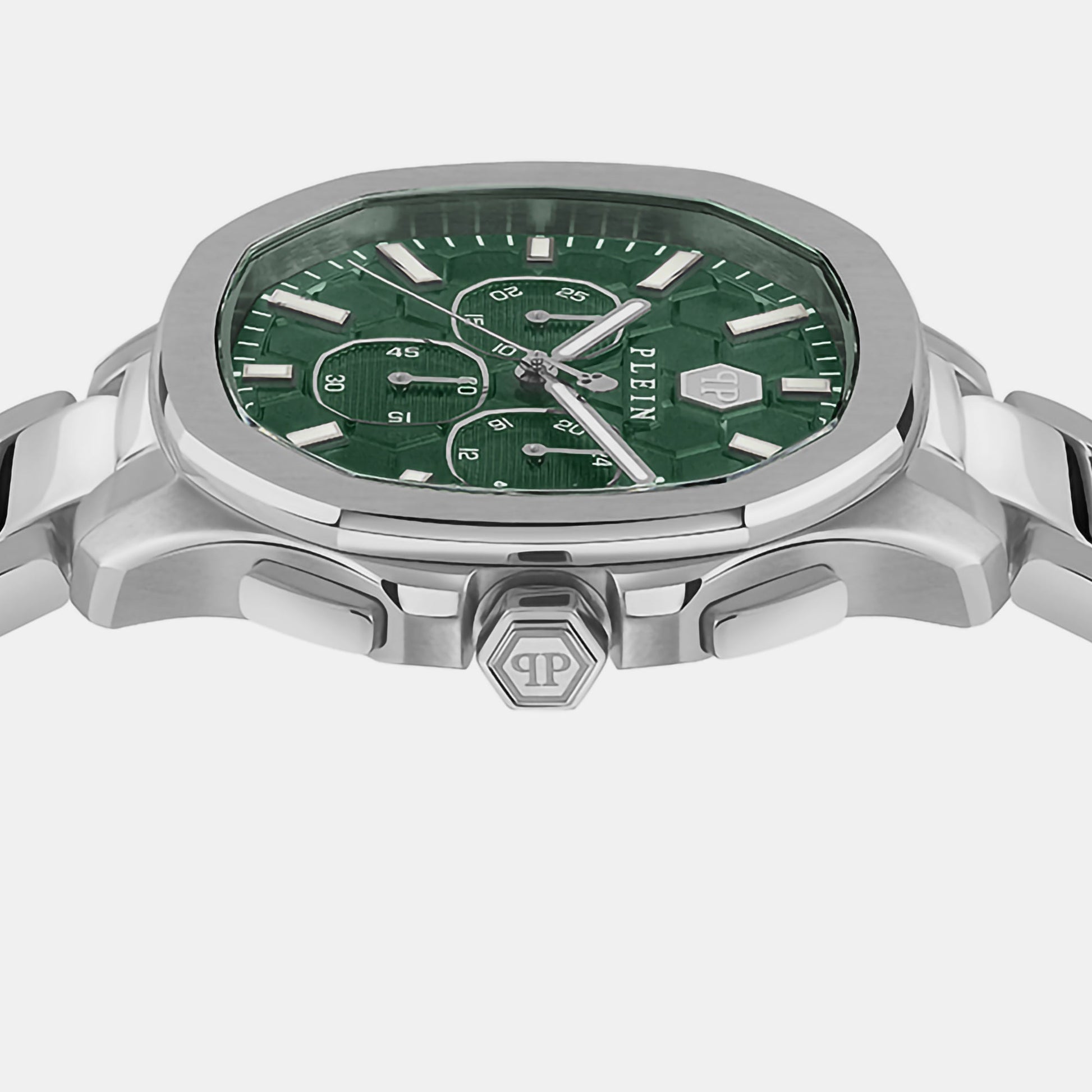 High-Iconic Men Quartz Green Dial Chronograph Stainless Steel Watch PWSAA0223