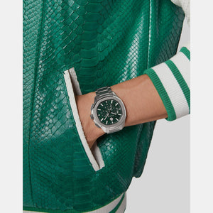 High-Iconic Men Quartz Green Dial Chronograph Stainless Steel Watch PWSAA0223