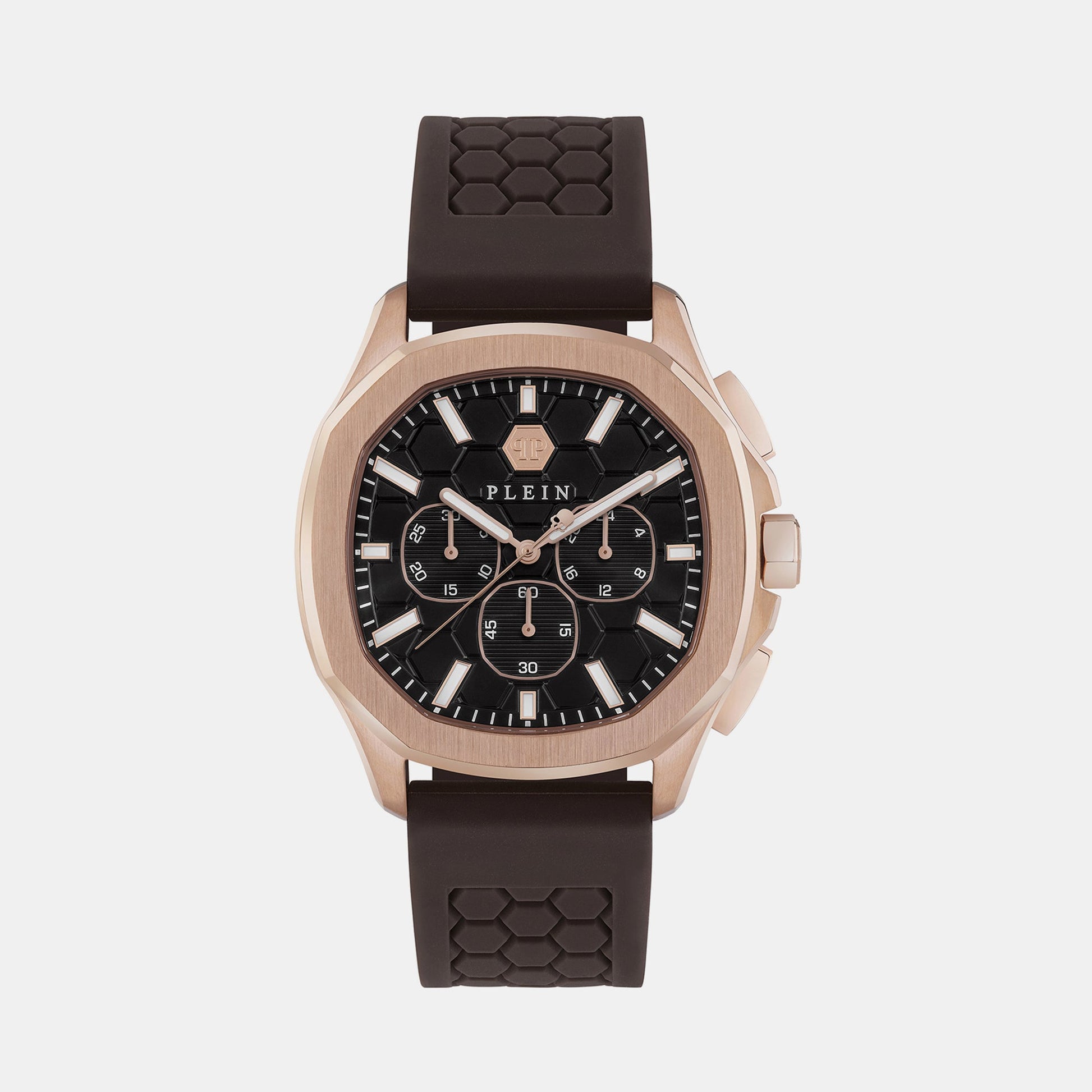 High-Iconic Men Quartz Brown Dial Chronograph Silicone Watch PWSAA0523