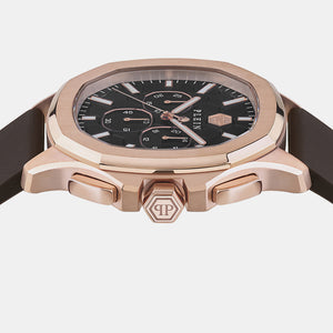 High-Iconic Men Quartz Brown Dial Chronograph Silicone Watch PWSAA0523