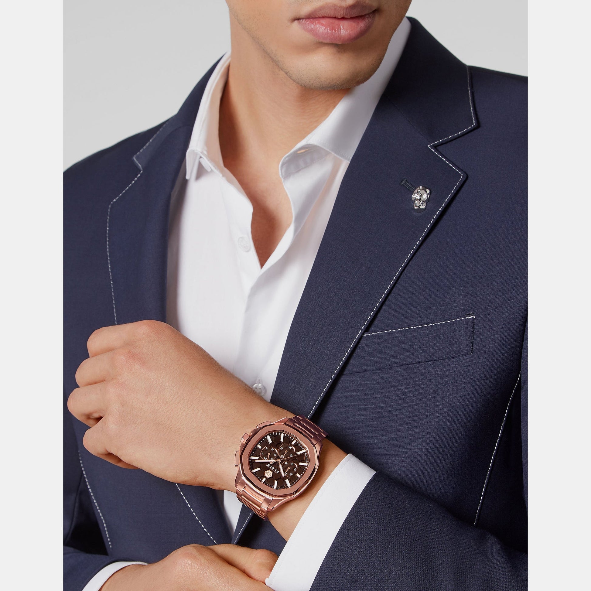 High-Iconic Men Quartz Brown Dial Chronograph Stainless Steel Watch PWSAA0623