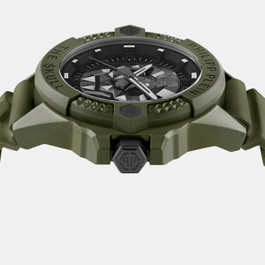 $kull Men Quartz Black Dial Analog Silicone Watch PWUBA0423