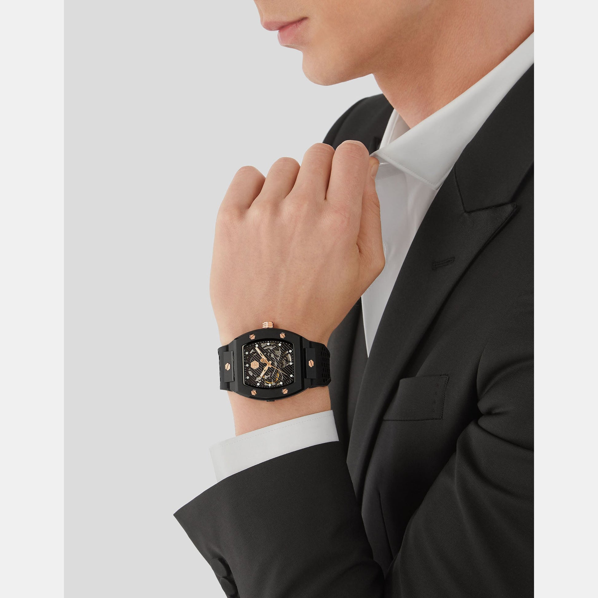 $keleton Men Automatic Black Dial Analog Silicone Watch PWVBA0523