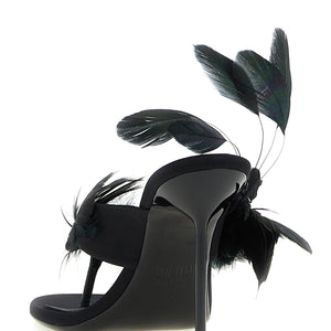 Paris Texas Lidia Feather Thong Mules