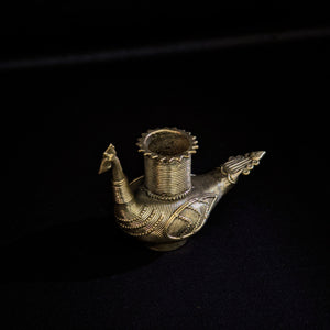 Dhokra - Peacock Design Candle Stand