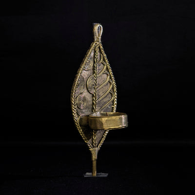 Handmade Dhokra Leaf Candle Stand