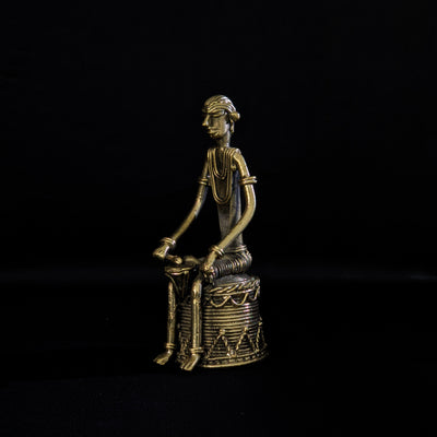 Handmade Dhokra Tribal Musician with Tabla