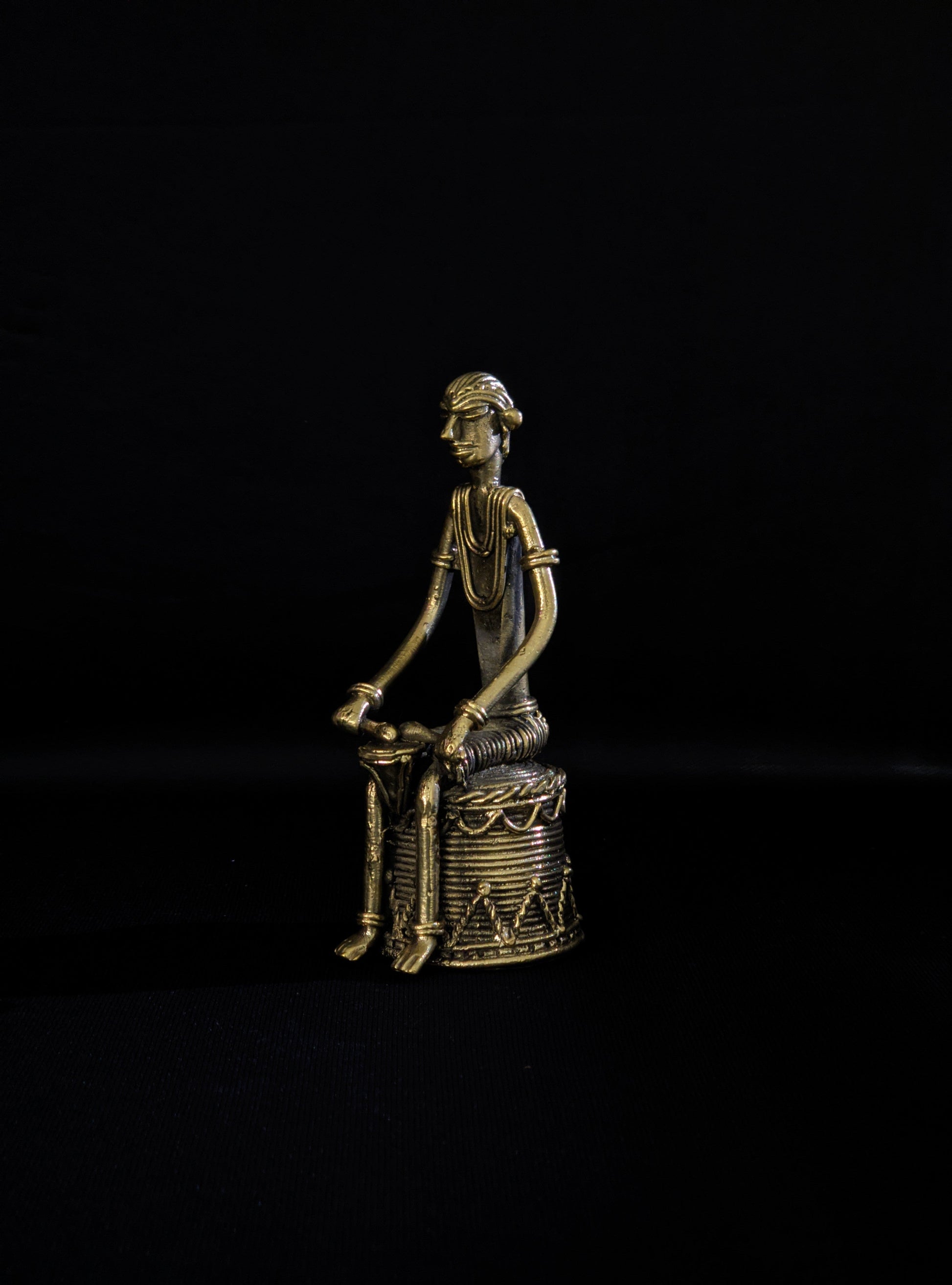 Handmade Dhokra Tribal Musician with Tabla