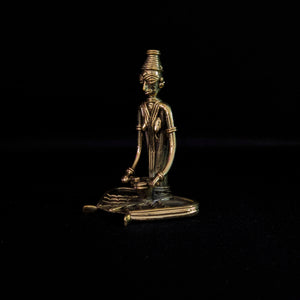Handmade Dhokra - Tribal Lady Musician Sitting and Playing Drum