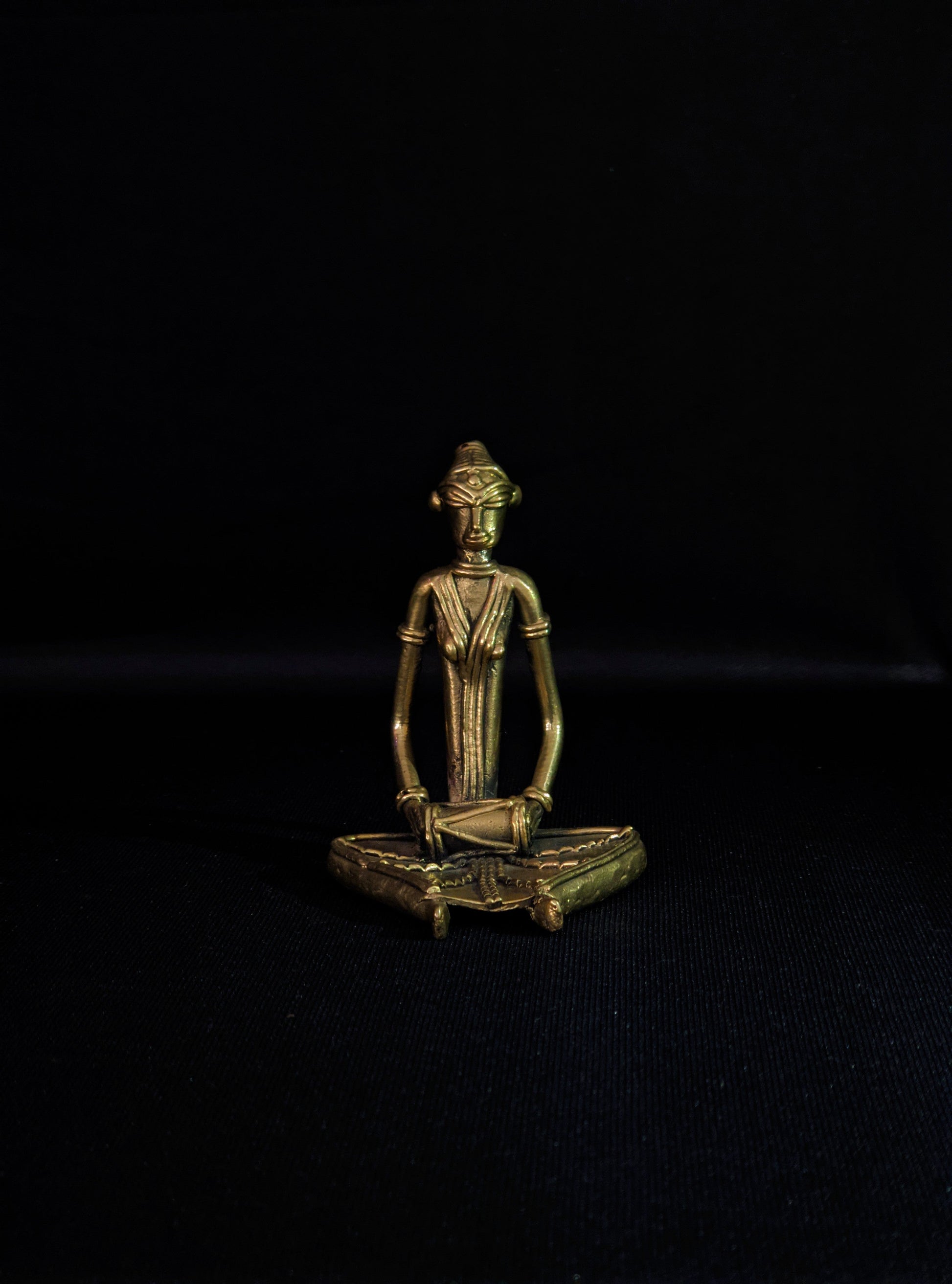 Handmade Dhokra - Sitting Musician with Dhol