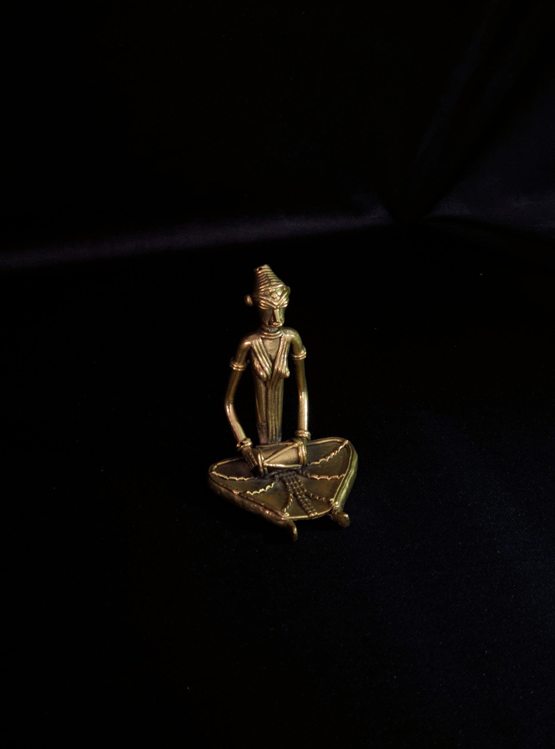 Handmade Dhokra - Sitting Musician with Dhol