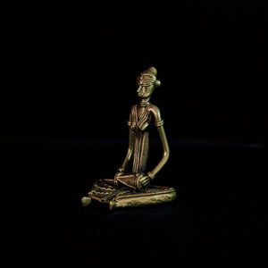 Handmade Dhokra - Sitting Musician with Dhol
