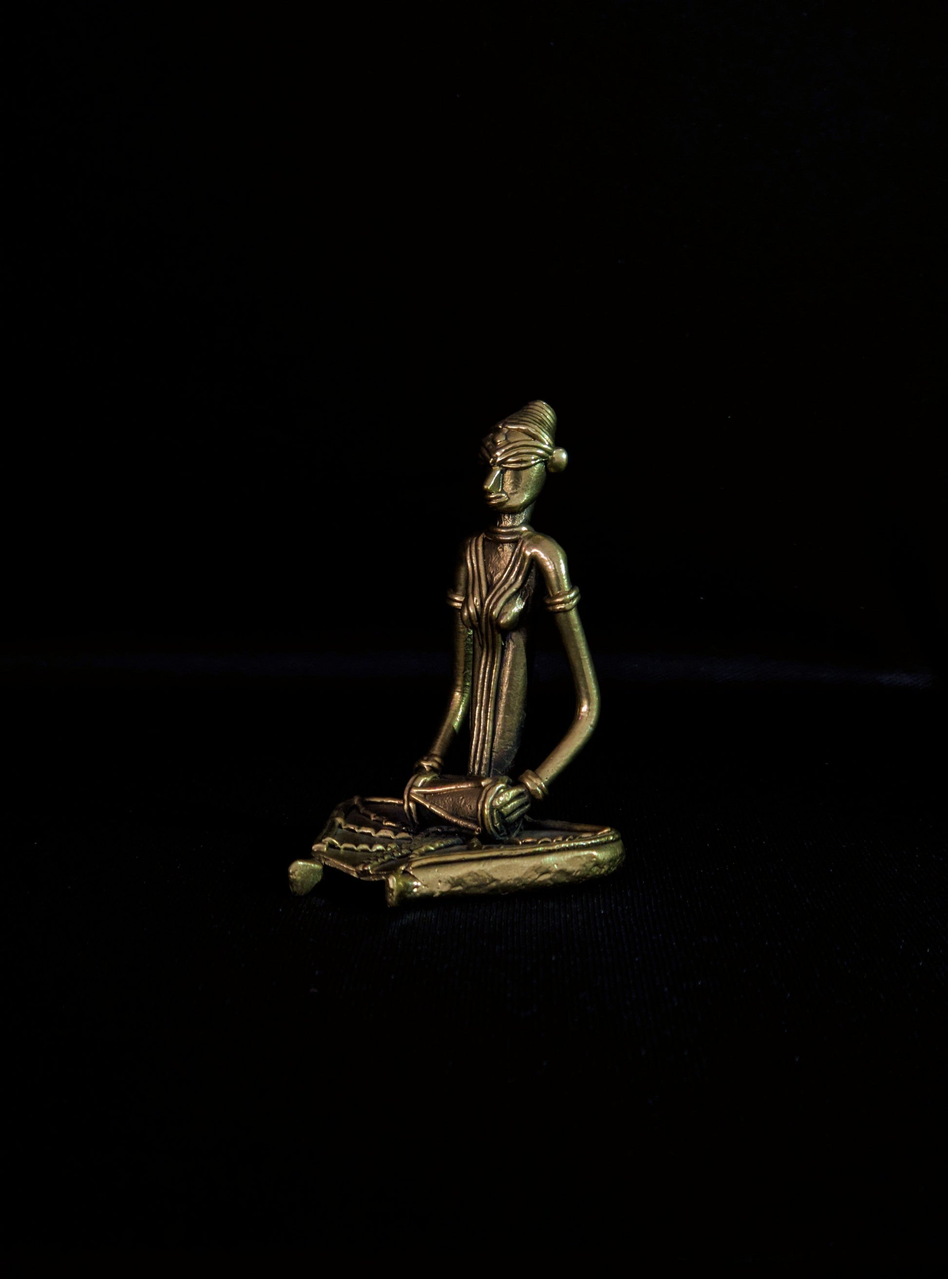 Handmade Dhokra - Sitting Musician with Dhol