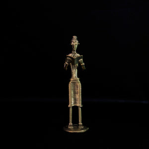 Handmade Dhokra - Tribal Standing Man Reading