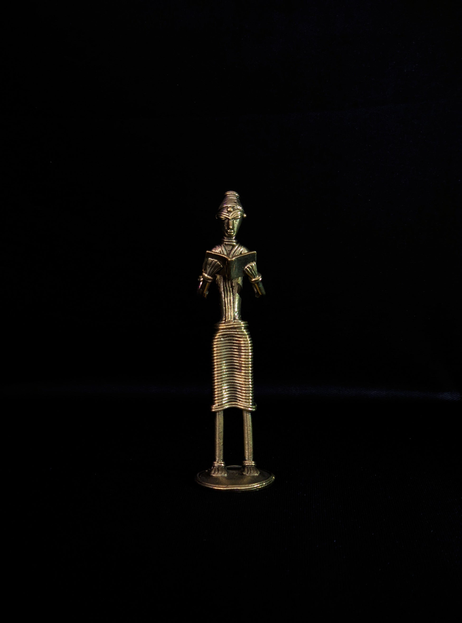 Handmade Dhokra Tribal Man Reading