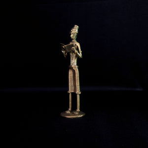 Handmade Dhokra - Tribal Standing Man Reading