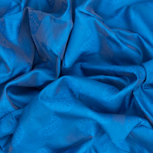 Sky Blue Handloom Poly Cotton Saree With Mango Motifs-Sky Blue