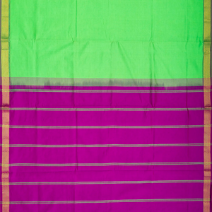 Mint Green Handloom Poly Cotton Saree With Zari Border-Mint Green