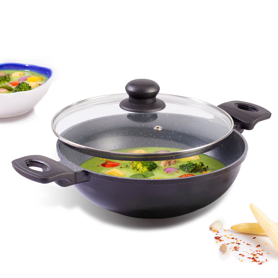 Duralite Die-Cast Kadhai with Lid | 24 cm | 2.4 L |