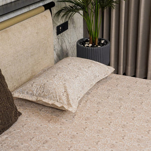 Fitted King Size Cotton Bedsheet - Paisley - Brown
