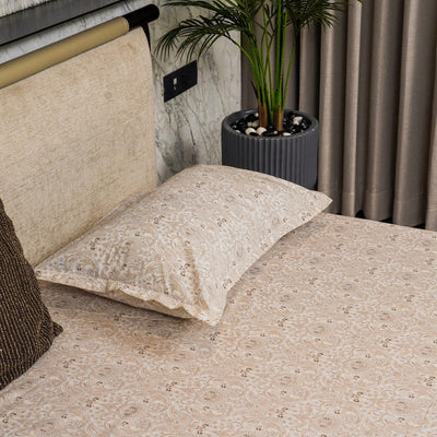 Fitted King Size Cotton Bedsheet - Paisley - Brown