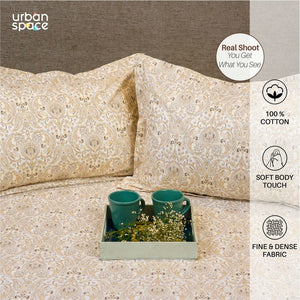 Fitted King Size Cotton Bedsheet - Paisley - Brown