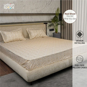 Regal Collection - Breathable 200 TC 100% Pure Cotton Single Bedsheet with Pillow Cover, Paisley- Brown