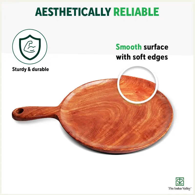 Wooden Pizza Plate - 10 inch (Neem Wood | Jointless)