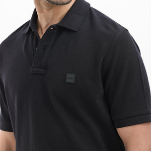 Rare Rabbit Mens Pare Dark Black Short Sleeve Solid Polo T-Shirt