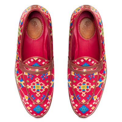 Patola Loafers Men - Crimson