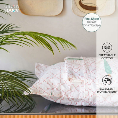Fitted King Size Cotton Bedsheet - Pinewood- Peach Green