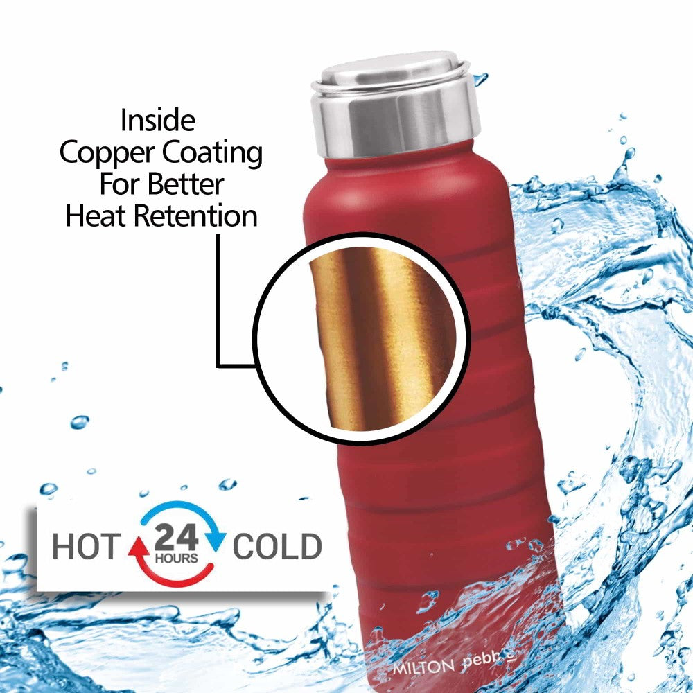 Pebble With Steel Lid Thermosteel Bottle (Milton)