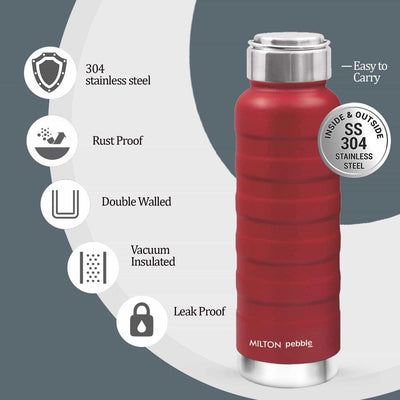 Pebble With Steel Lid Thermosteel Bottle (Milton)