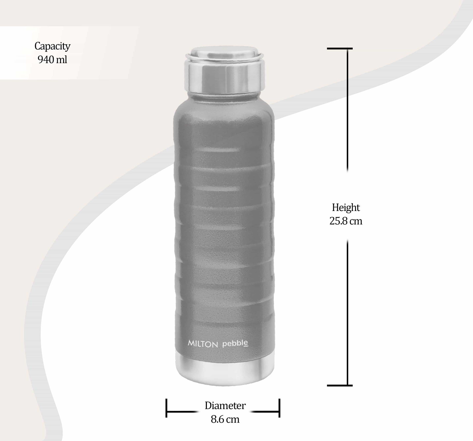 Pebble With Steel Lid Thermosteel Bottle (Milton)