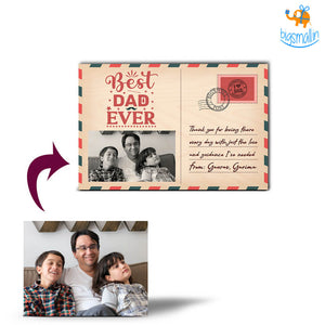 Personalized Best Dad Ever Wooden Postcard