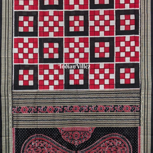 Black Red 5 Kothi Bada Pasapali Sambalpuri Silk Saree