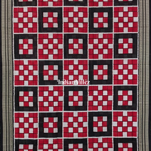 Black Red 5 Kothi Bada Pasapali Sambalpuri Silk Saree