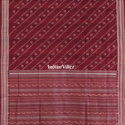 Maroon Creeper Design Natural Dyed Sambalpuri Silk Saree